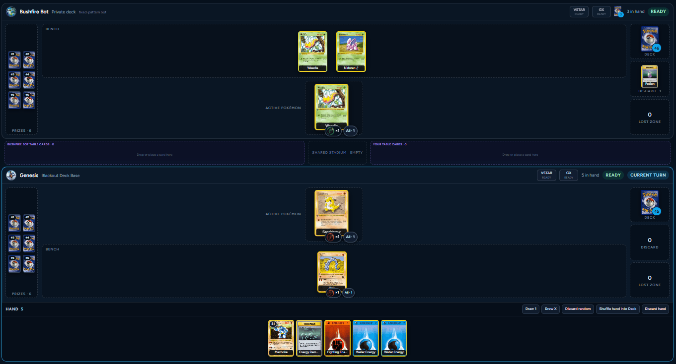 Battle Table manual card game simulator in play